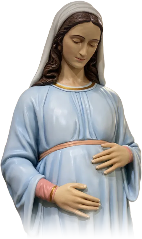Our Lady, the Expectant Mother — The face, eyes lowered
