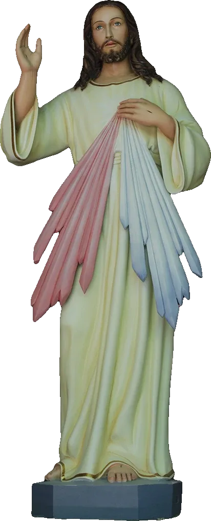 Divine Mercy — In cream, with the rays in rose and blue