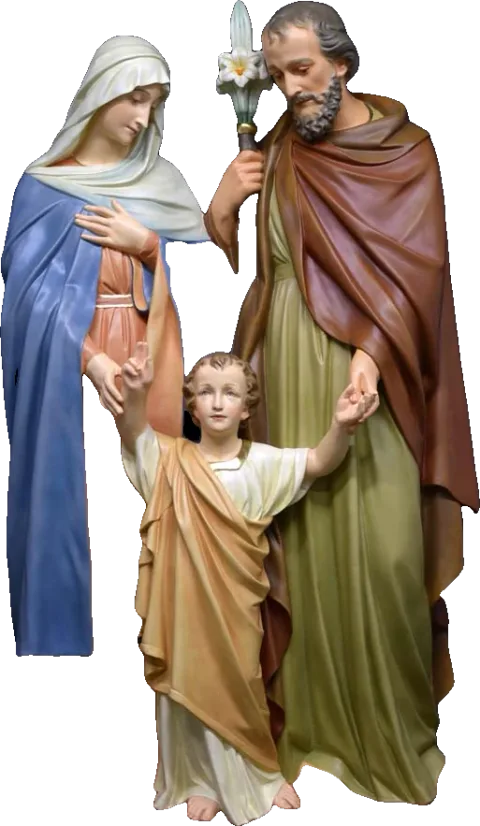 The Holy Family — Jesus as a boy, between Mary and Joseph