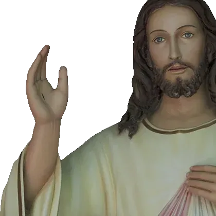 The right hand of the Divine Mercy raised in blessing: detail of a Simon Art Co. statue