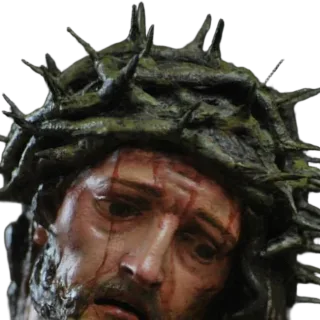 Head of Christ crowned with thorns, from the Ecce Homo: detail of a Simon Art Co. statue