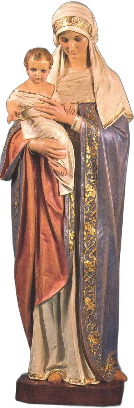 Our Lady with the Child — Veiled, in rose and violet with gold
