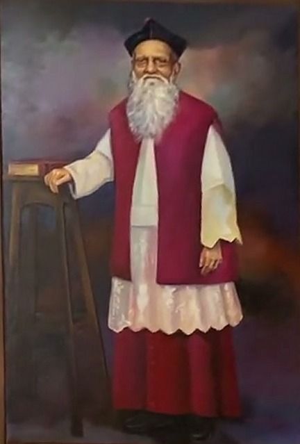 Oil painting of Msgr RFC Mascarenhas as Domestic Prelate, the honour Pope Pius XII gave him in 1955, by Simon Art Co.