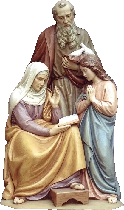 St Anne — With St Joachim, Mary reading at her mother’s side