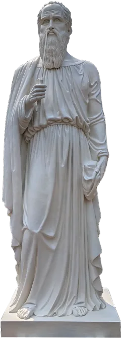 St Bartholomew the Apostle statue with the knife of his martyrdom, 11-foot stone finish apostle made for Gunadala Matha Shrine, Vijayawada
