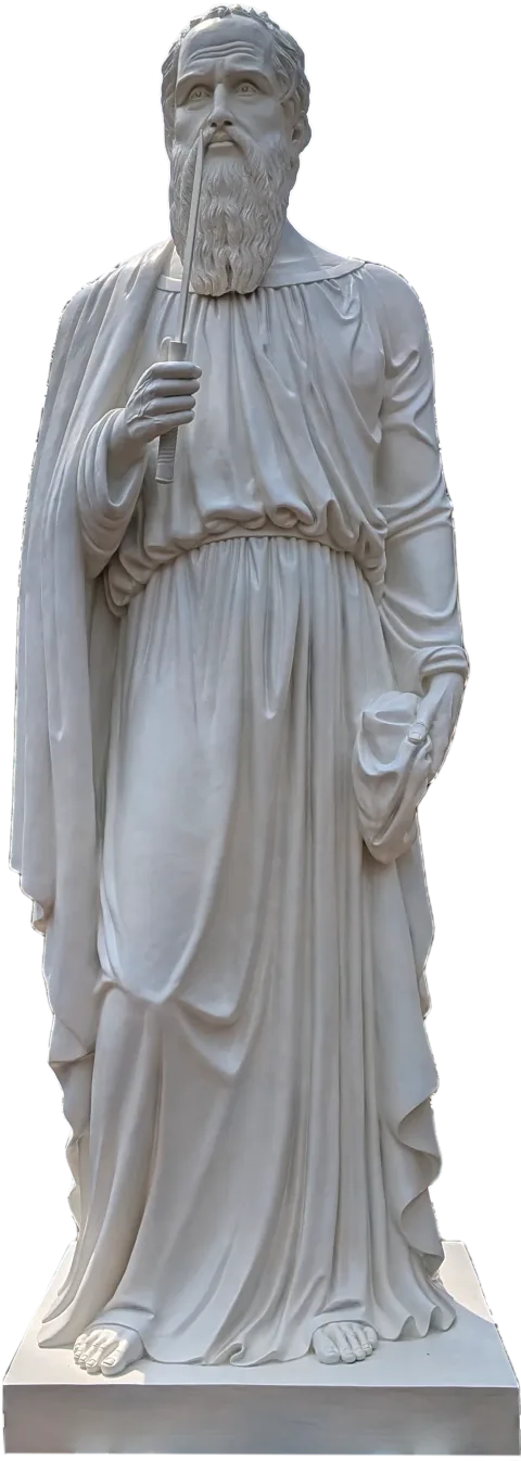 St Bartholomew the Apostle statue with the knife of his martyrdom, 11-foot stone finish apostle made for Gunadala Matha Shrine, Vijayawada