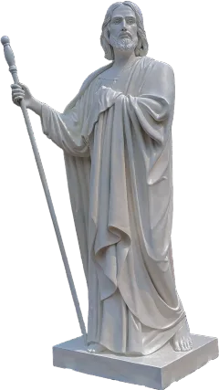 St James the Greater statue with a pilgrim’s staff, 11-foot stone finish apostle made for Gunadala Matha Shrine, Vijayawada