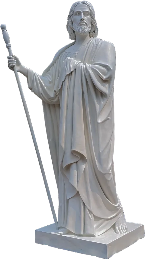 St James the Greater statue with a pilgrim’s staff, 11-foot stone finish apostle made for Gunadala Matha Shrine, Vijayawada