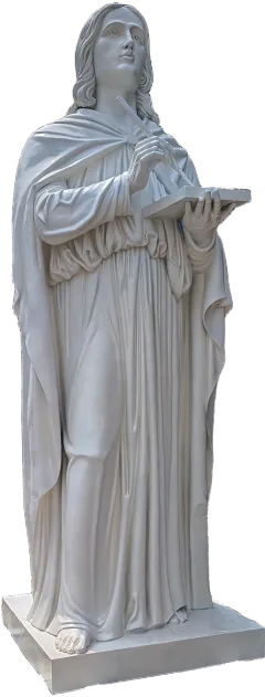 St John the Apostle statue holding a book and pen, 11-foot stone finish apostle made for Gunadala Matha Shrine, Vijayawada